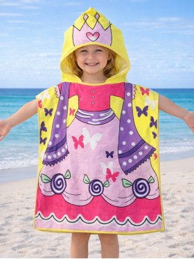 Kids Princess Patterned Hoodie Towel
